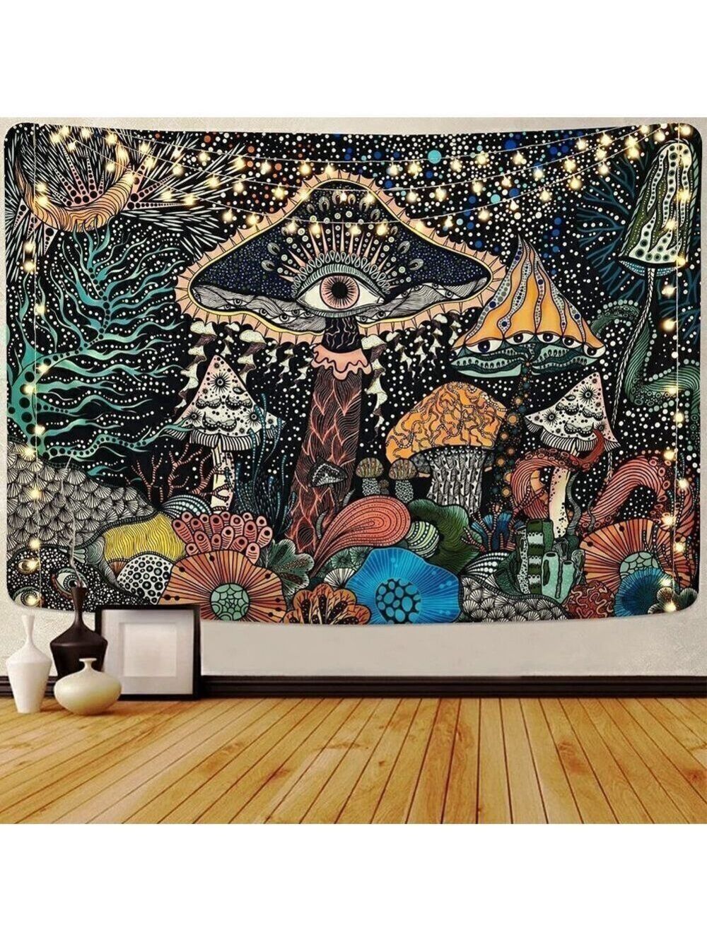 PSYCHEDELIC Forest Mushroom Tapestry Abstract Wall Living Room Bedroom Dorm NWT